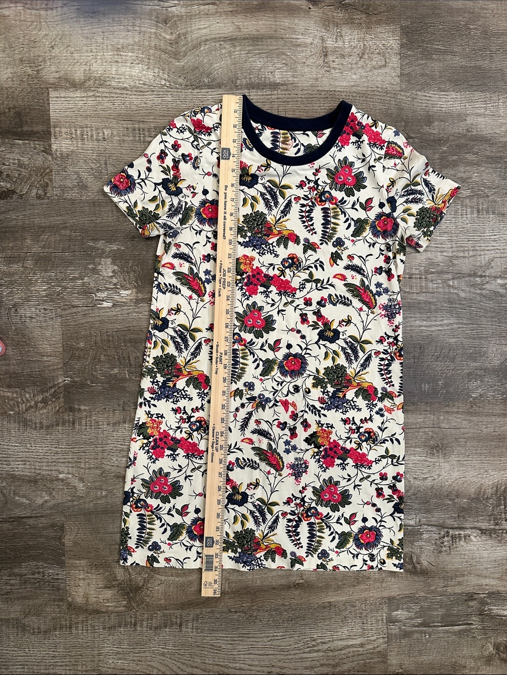 Tory Burch Cream Floral Mini Dress with Pink & Navy Trim - Picture 5 of 7
